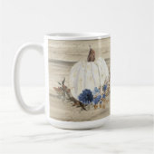 Mug Citrouille Automne Marine Bleu Floral Script de bo (Gauche)