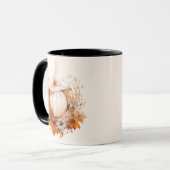 Mug Citrouille blanc Boho et crème de fleurs Halloween (Devant gauche)