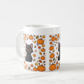 Mug Citrouille chat noir Patchwork d'art mignon Hallow (Devant gauche)