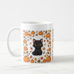 Mug Citrouille chat noir Patchwork d'art mignon Hallow