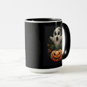 Mug Citrouille crâne Halloween Art gothique à points (Devant droit)