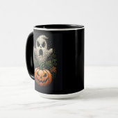 Mug Citrouille crâne Halloween Art gothique à points (Devant gauche)