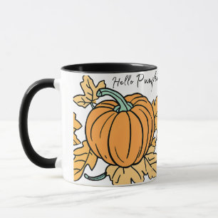Mug Citrouille d'aquarelle Café et Feuilles d'automne