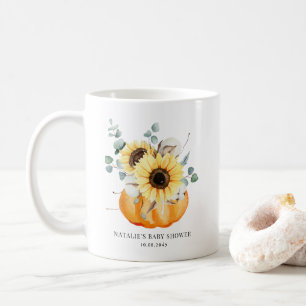 Mug Citrouille d'aquarelle et tournesols Baby shower d