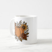 Mug Citrouille d'automne avec tournesol et fleurs d'au (Devant gauche)