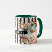 Mug Citrouille de automne - Bandes noires et blanches (Devant droit)