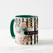 Mug Citrouille de automne - Bandes noires et blanches (Devant gauche)