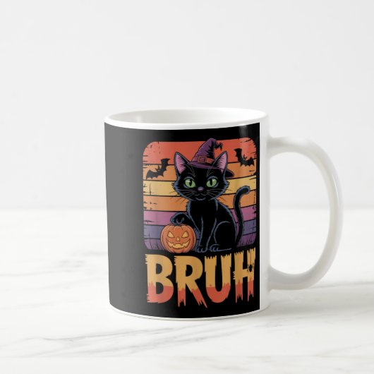 Mug Citrouille de chatte de sorcière Bruh Halloween ch (Droite)