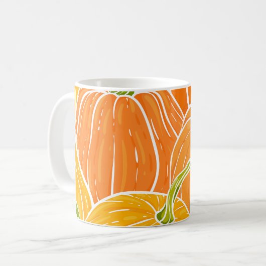 Mug Citrouille de dessin, motif d'automne mignon. (Devant gauche)
