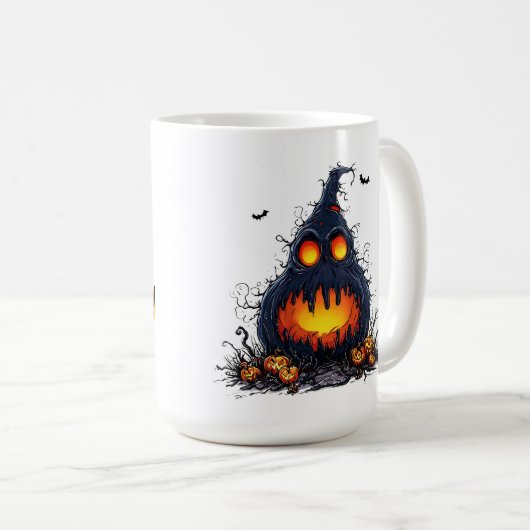 Mug Citrouille de Jack O’Lantern effrayante avec des y (Devant droit)