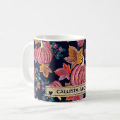 Mug Citrouille de la marine d'automne Feuilles aquarel (Devant gauche)