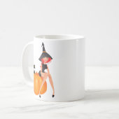 Mug Citrouille de la sorcière d'Halloween et chat noir (Devant gauche)