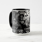 Mug Citrouille de sorcière squelette (Devant gauche)