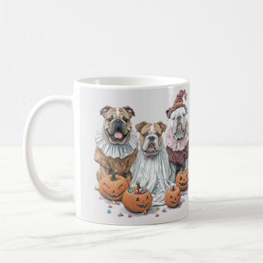 Mug Citrouille des Bulldogs anglais d'Halloween (Gauche)