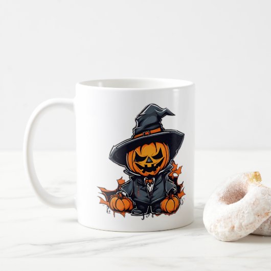 Mug Citrouille d'Halloween Épouvantail Décoration Auto (Avec donut)