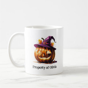 Mug Citrouille d'Halloween portant un chapeau de sorci