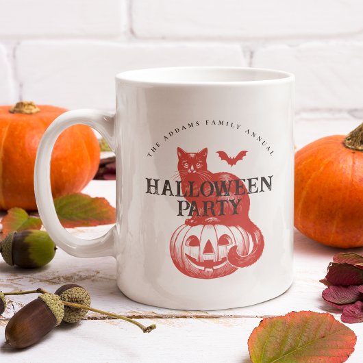 Mug Citrouille éffrayant Chat et chauve-souris Hallowe