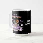 Mug Citrouille effrayante squelette à visage heureux F (Devant gauche)
