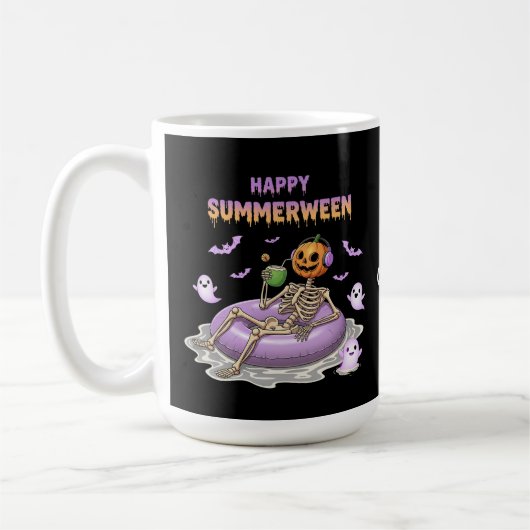 Mug Citrouille effrayante squelette à visage heureux F (Gauche)