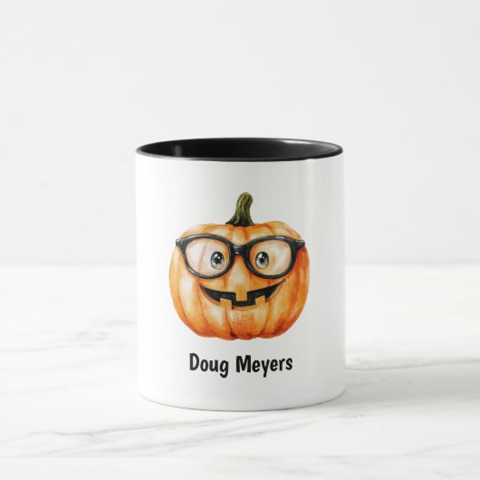 Mug Citrouille festive Halloween nom personnalisé (Centre)