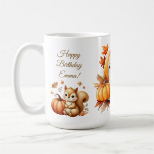 Mug Citrouille Fleur sauvage Automne Aquarelle Anniver