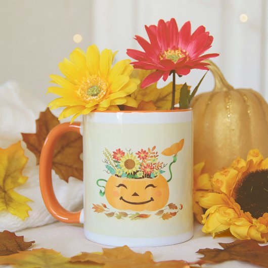 Mug Citrouille floral d'Halloween