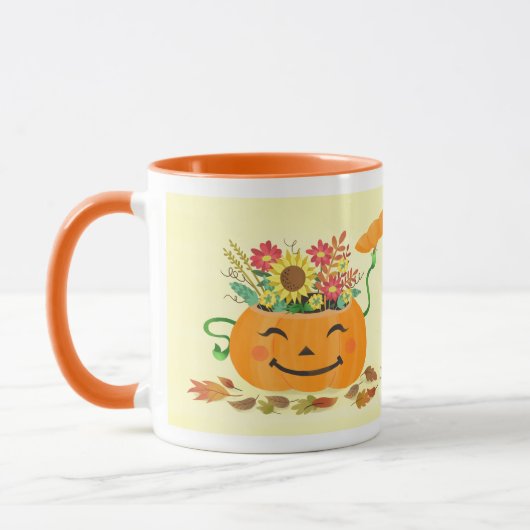 Mug Citrouille floral d'Halloween (Gauche)