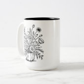 Mug Citrouille floral personnalisé pour automne et (Devant gauche)