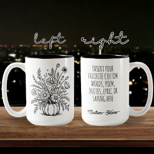 Mug Citrouille floral personnalisé pour automne et