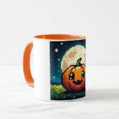 Mug citrouille Halloween 8 bits sous la lune (Devant gauche)