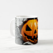 Mug Citrouille Halloween - Mur Éffrayant fissuré (Devant gauche)