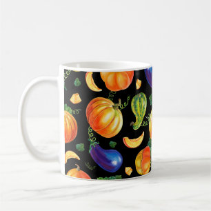 Mug Citrouille orange, courgettes rayées, aubergine bl
