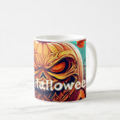 Mug Citrouille orange effrayante avec visage, Hallowee (Devant droit)