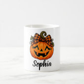 Mug Citrouille orange mignonne Monogramme Nom Hallowee (Centre)