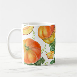 Mug Citrouille orange : Motif végétal été-automne.