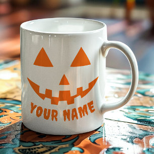 Mug Citrouille orange personnalisé Halloween Votre Nom
