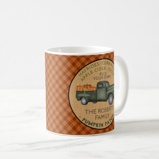 Mug Citrouille Patch Farm Rustic Fall Plaid Camion Vin (Devant droit)