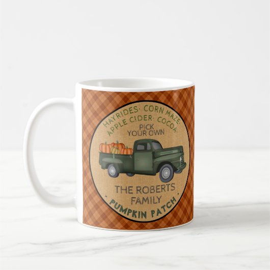 Mug Citrouille Patch Farm Rustic Fall Plaid Camion Vin (Gauche)