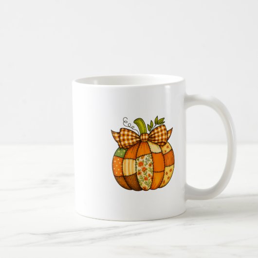 Mug Citrouille patchwork d'automne Halloween Thanksgiv (Droite)