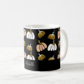 Mug Citrouille Personnalisé En Noir, Blush, Blanc, Or (Devant droit)