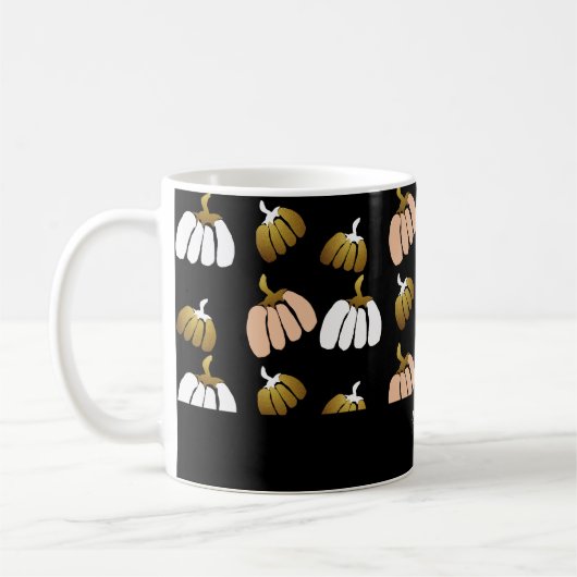 Mug Citrouille Personnalisé En Noir, Blush, Blanc, Or (Gauche)