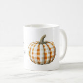 Mug Citrouille rayée à carreaux orange blanc (Devant droit)