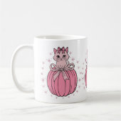 Mug Citrouille Rose Avec Chat Mignonne (Gauche)