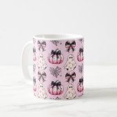 Mug Citrouille rose Coquette Ghosts Motif d'Halloween (Devant gauche)