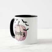 Mug Citrouille rose Éffrayant moderne (Devant gauche)
