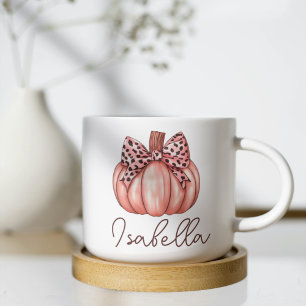 Mug Citrouille rose Nom personnalisé Automne Café d'au