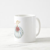 Mug Citrouille Rose Rouge Rayures Bleu Blanc Or (Devant droit)