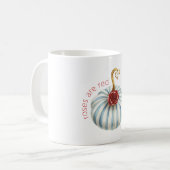 Mug Citrouille Rose Rouge Rayures Bleu Blanc Or (Devant gauche)