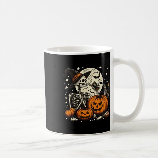 Mug Citrouille squelette buvant du café Costume d'Hall (Droite)