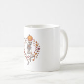 Mug Citrouille Tête Squelette Dansant Halloween Feuill (Devant droit)